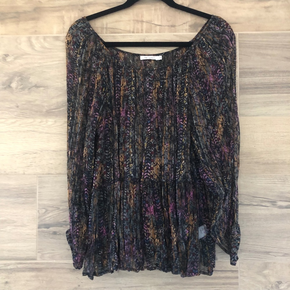 Mes Demoiselles Katarina Ruffled Floral Sheer Blouse